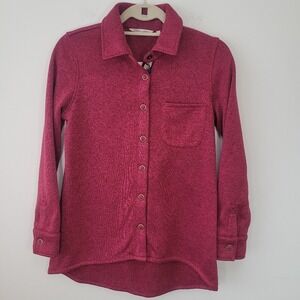 Soft Surroundings Berry Pink Heather Knit Snap Front Shacket Petite XS 3AU13